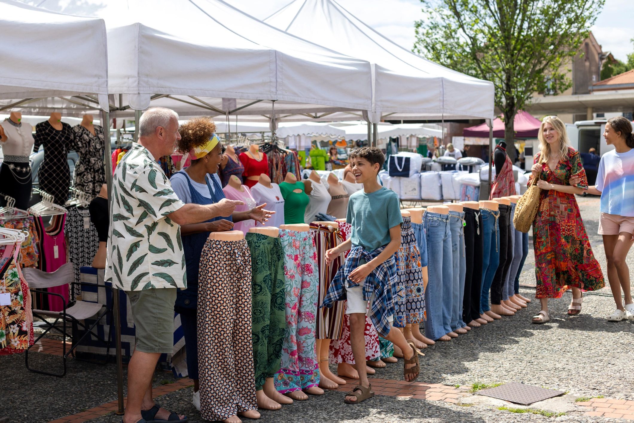 Shoppers enjoying a market experience